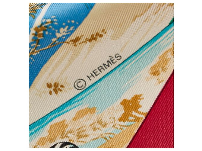Hermès Sciarpa di seta rossa Hermes Tropiques Rosso - vista 3