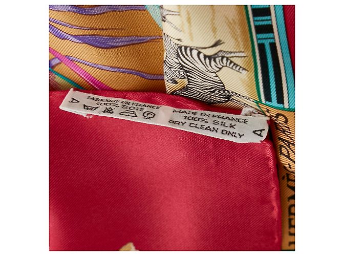 Hermès Sciarpa di seta rossa Hermes Tropiques Rosso - vista 4