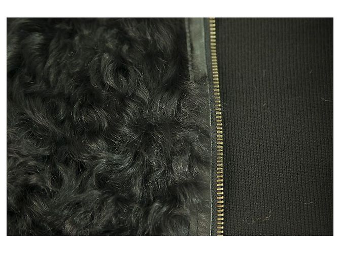 Twin Set Simona Barbieri Schwarzer Hammelfell-Strickjacke aus Wolle vorne Gr 42 - view 5