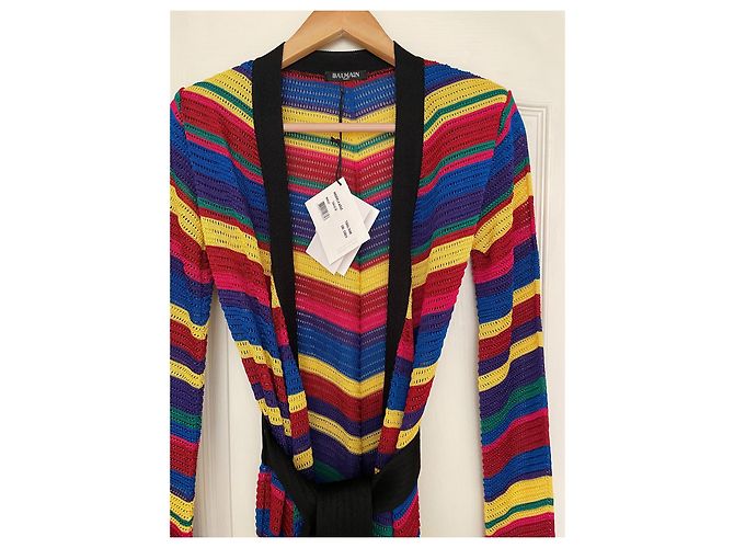 Balmain Multi Colour Chevron Long Cardigan Viscose Size 36 Multiple colors - view 3