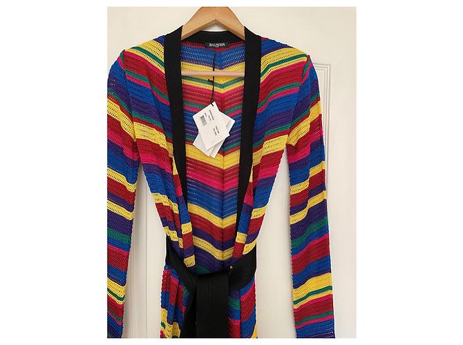 Balmain Multi Colour Chevron Long Cardigan Viscose Size 36 Multiple colors - view 4