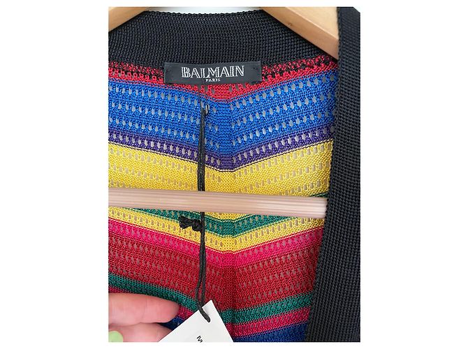 Balmain Multi Colour Chevron Long Cardigan Viscose Size 36 Multiple colors - view 6