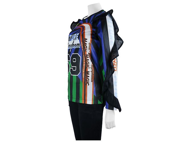 Farbe Kenzo Fußballtrikot mit Rüschen Weiß Blau Grün Gelb - Ansicht 3