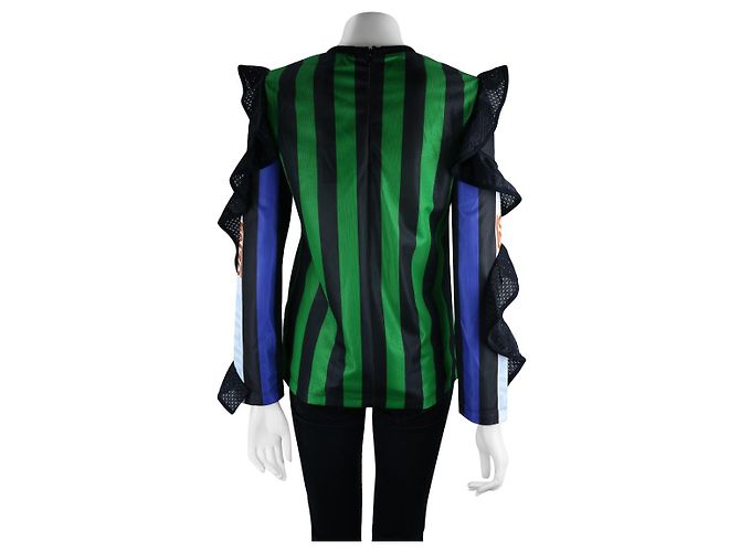 Farbe Kenzo Fußballtrikot mit Rüschen Weiß Blau Grün Gelb - Ansicht 4