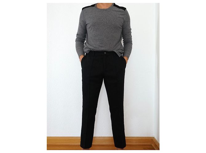 Pantaloni Detroit Soulland neri cotone lino Nero - vista 3