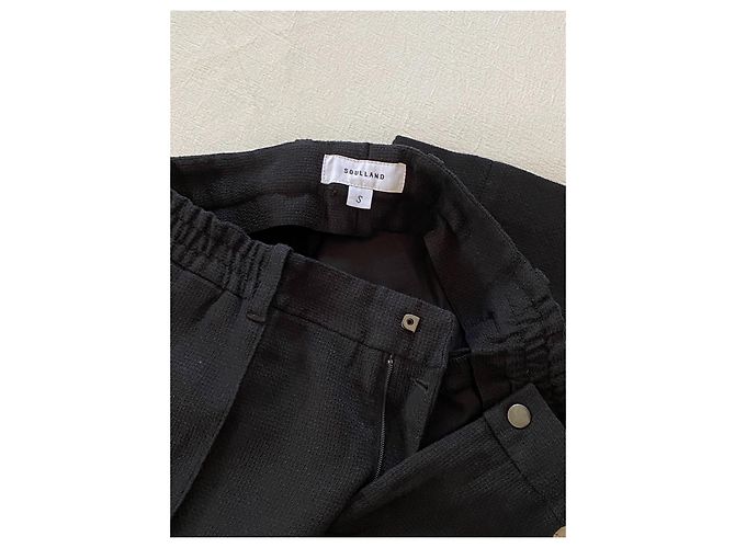 Pantaloni Detroit Soulland neri cotone lino Nero - vista 6