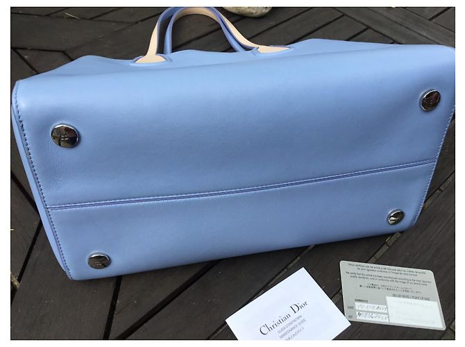 Christian Dior Ledertasche Beige Hellblau - Ansicht 5