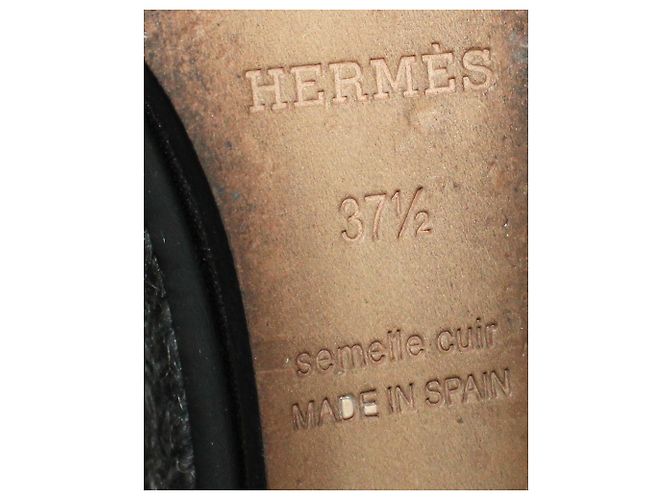 Hermès Sandali con zeppa espadrillas Ilana in pelle verniciata testurizzata nera Nero - vista 7