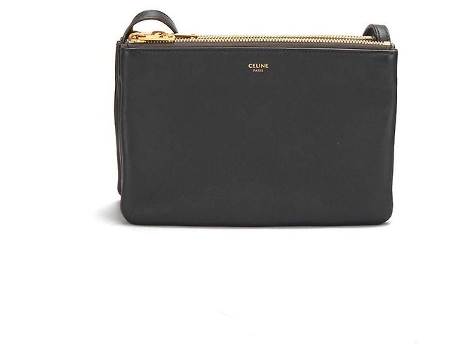 Céline Borsa a tracolla Celine Trio Leather in pelle di vitello nera - vista 2