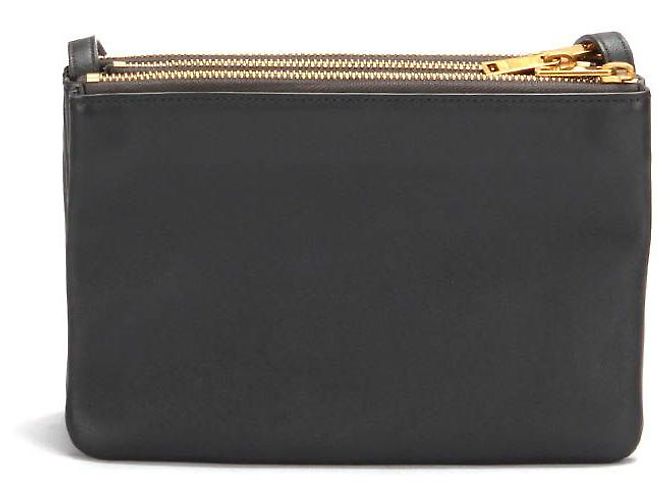 Céline Borsa a tracolla Celine Trio Leather in pelle di vitello nera - vista 5