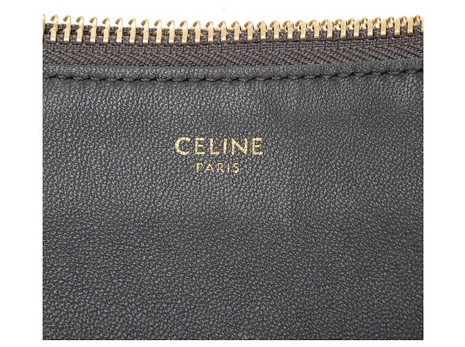 Céline Borsa a tracolla Celine Trio Leather in pelle di vitello nera - vista 7