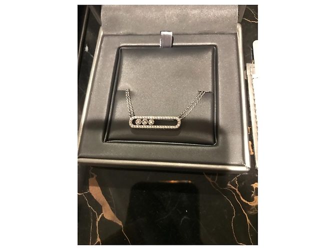 100% COLLANA AUTHENTIC MESSIKA IN ORO BIANCO DIAMANTI MOVE CLASSIC PAVÉ - vista 2