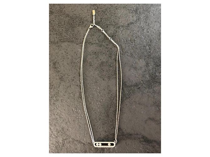 100% COLLANA AUTHENTIC MESSIKA IN ORO BIANCO DIAMANTI MOVE CLASSIC PAVÉ - vista 6
