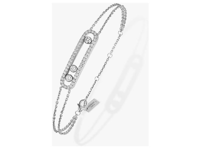 100% AUTHENTIQUE BRACELET MESSIKA OR BLANC DIAMANT MOVE CLASSIC PAVÉ - vue 9