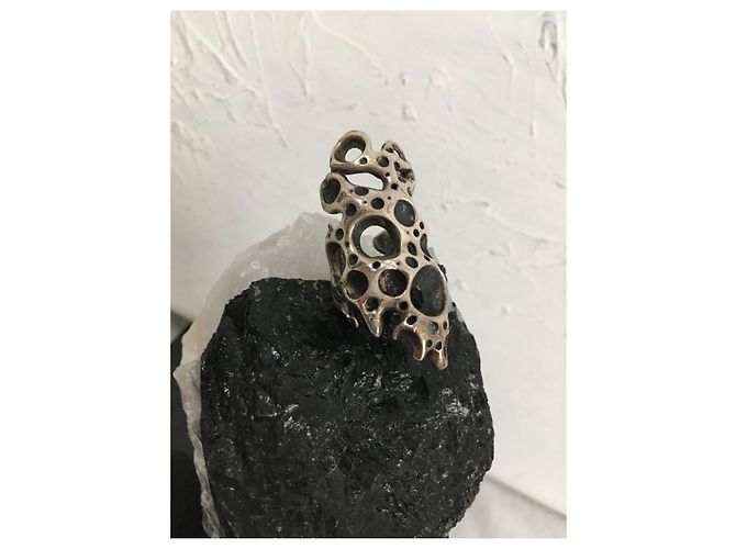 Autre Marque Brutalistischer Fingerspitzenring Silber - Ansicht 10