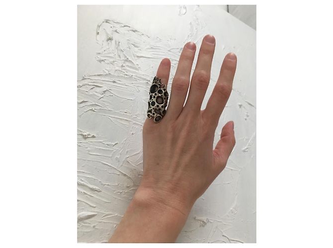 Autre Marque Brutalistischer Fingerspitzenring Silber - Ansicht 12