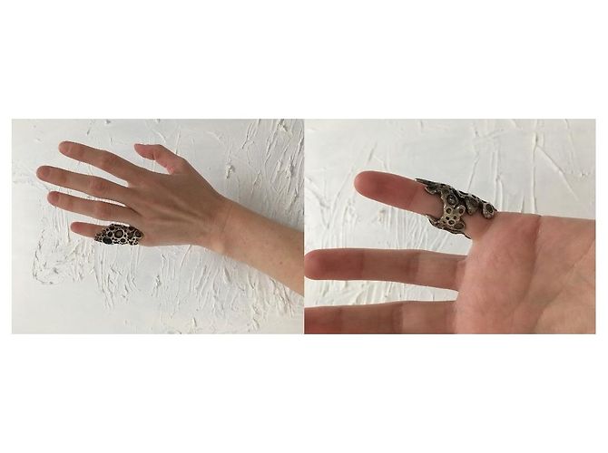 Autre Marque Brutalistischer Fingerspitzenring Silber - Ansicht 13