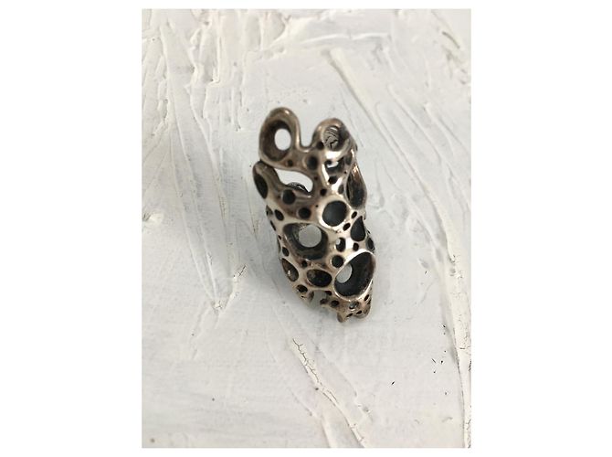 Autre Marque Brutalistischer Fingerspitzenring Silber - Ansicht 4
