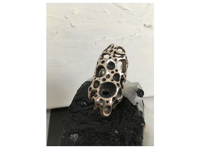 Autre Marque Brutalistischer Fingerspitzenring Silber - Ansicht 5