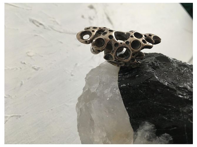 Autre Marque Brutalistischer Fingerspitzenring Silber - Ansicht 6