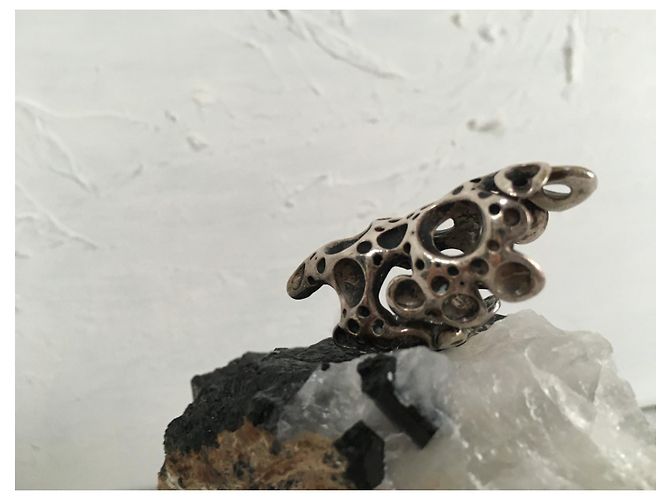 Autre Marque Brutalistischer Fingerspitzenring Silber - Ansicht 7
