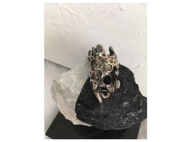 Autre Marque Brutalistischer Fingerspitzenring Silber - Ansicht 9