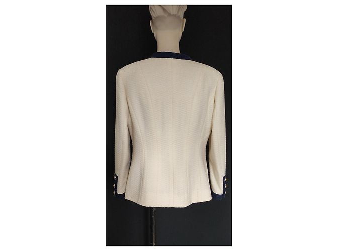 Chanel Ecru Wool Tweed Jacket with Navy Braid Multiple colors - view 2