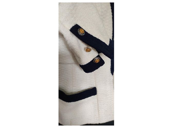 Chanel Ecru Wool Tweed Jacket with Navy Braid Multiple colors - view 5