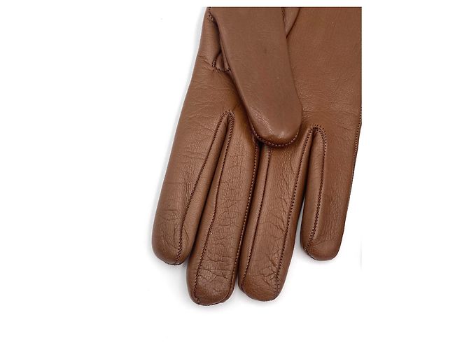 Luvas Gucci tamanho de grampo de couro marrom 7,5 - vista 5