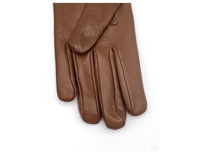Luvas Gucci tamanho de grampo de couro marrom 7,5 - vista 6