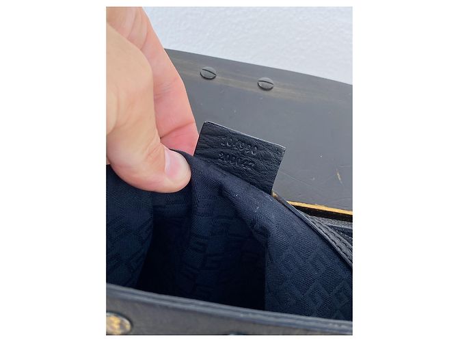 Borsa a secchiello Gucci in pelle nera e legno Nero - vista 12