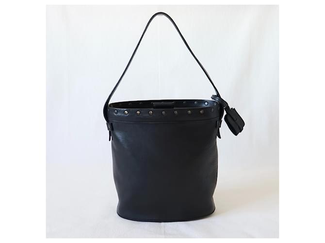 Borsa a secchiello Gucci in pelle nera e legno Nero - vista 2
