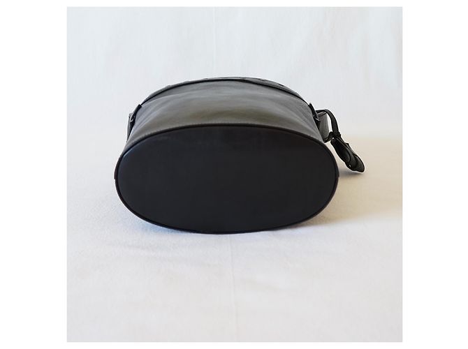 Borsa a secchiello Gucci in pelle nera e legno Nero - vista 5