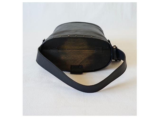 Borsa a secchiello Gucci in pelle nera e legno Nero - vista 8