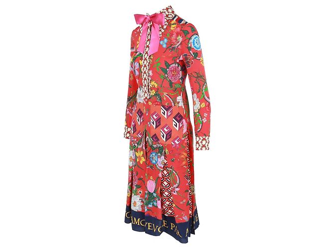 Gucci Abito in seta con stampa patchwork - vista 2
