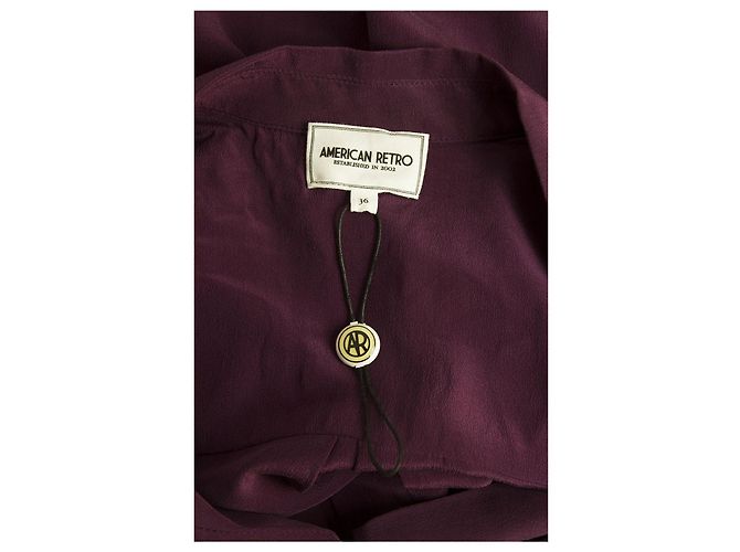 American Retro Americano Retro Morado100% Blusa sin mangas de seda con botones - Sz 36 Morado oscuro - vista 5