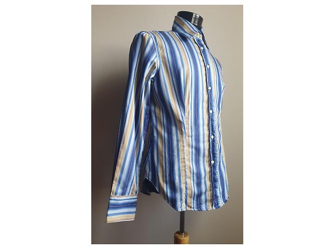 Camisa Etro de rayas de algodón azul multicolor - vista 2