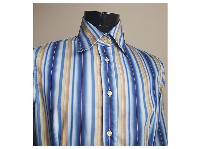 Camisa Etro de rayas de algodón azul multicolor - vista 3