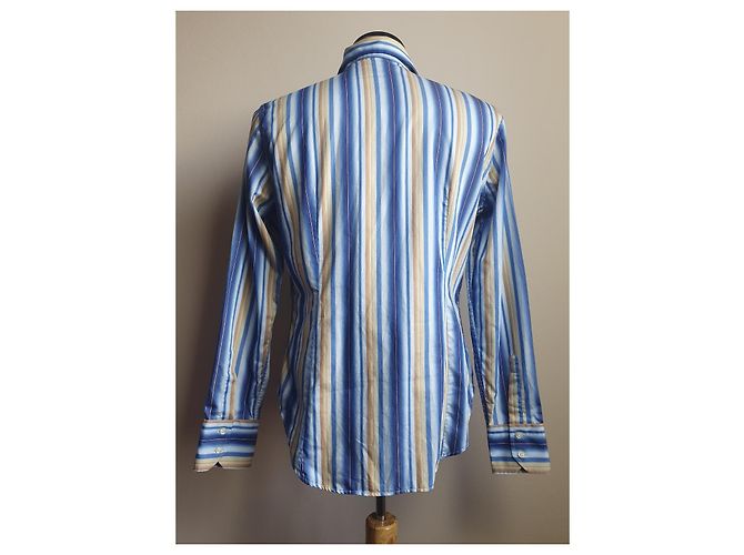 Camisa Etro de rayas de algodón azul multicolor - vista 4