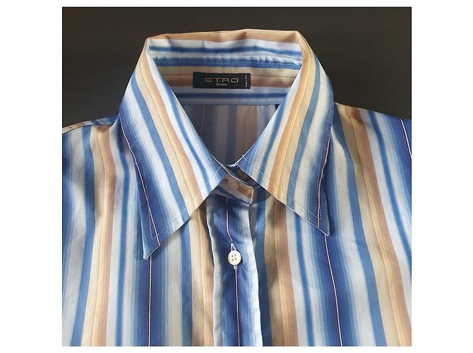 Camisa Etro de rayas de algodón azul multicolor - vista 5