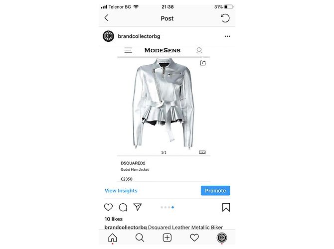 Dsquared2 Godet Hem Belted Leather Biker Jacket Silver Metallic - view 9