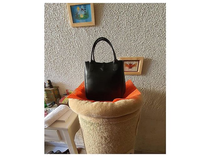 Borsa a mano Longchamp Roseau in pelle nera Nero - vista 2