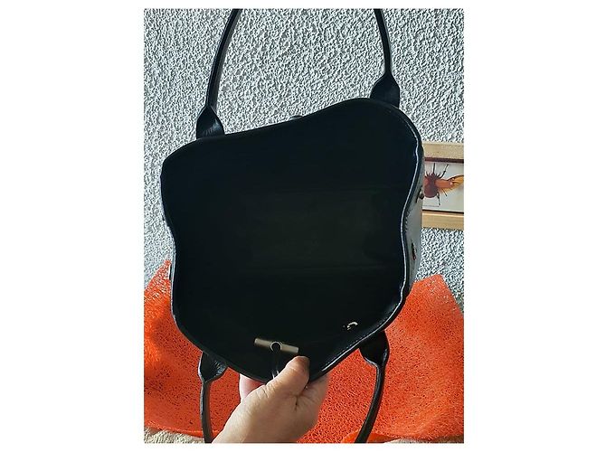 Borsa a mano Longchamp Roseau in pelle nera Nero - vista 4