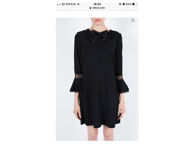 Saint Laurent Schwarzes Viscose Kleid mit Schleife - Ansicht 11