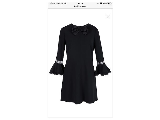 Saint Laurent Schwarzes Viscose Kleid mit Schleife - Ansicht 12