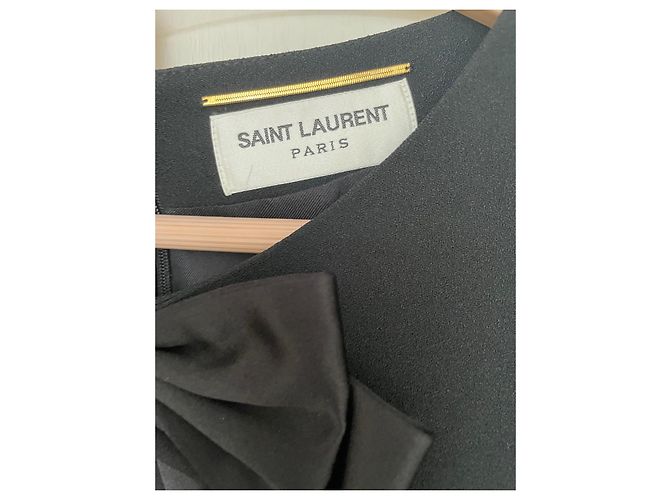 Saint Laurent Schwarzes Viscose Kleid mit Schleife - Ansicht 6