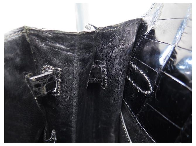 Hermès Kelly 35 in raro coccodrillo per collezionisti Nero - vista 10