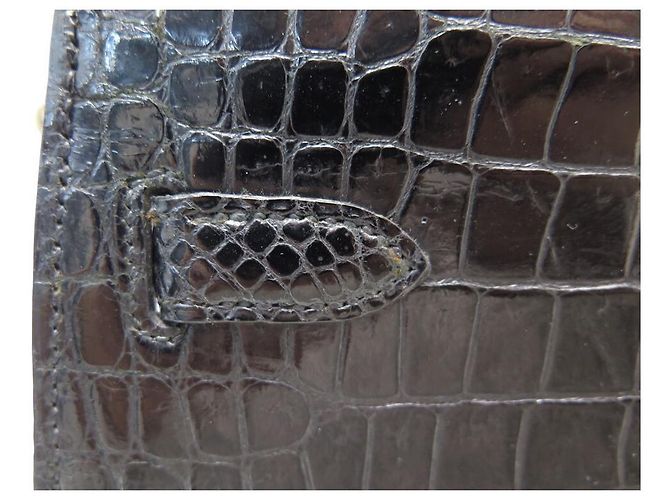 Hermès Kelly 35 in raro coccodrillo per collezionisti Nero - vista 18