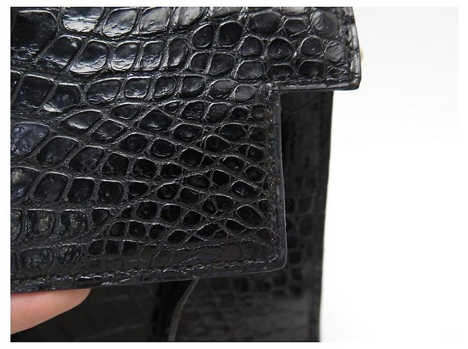 Hermès Kelly 35 in raro coccodrillo per collezionisti Nero - vista 20