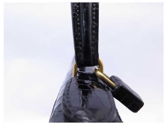 Hermès Kelly 35 in raro coccodrillo per collezionisti Nero - vista 4